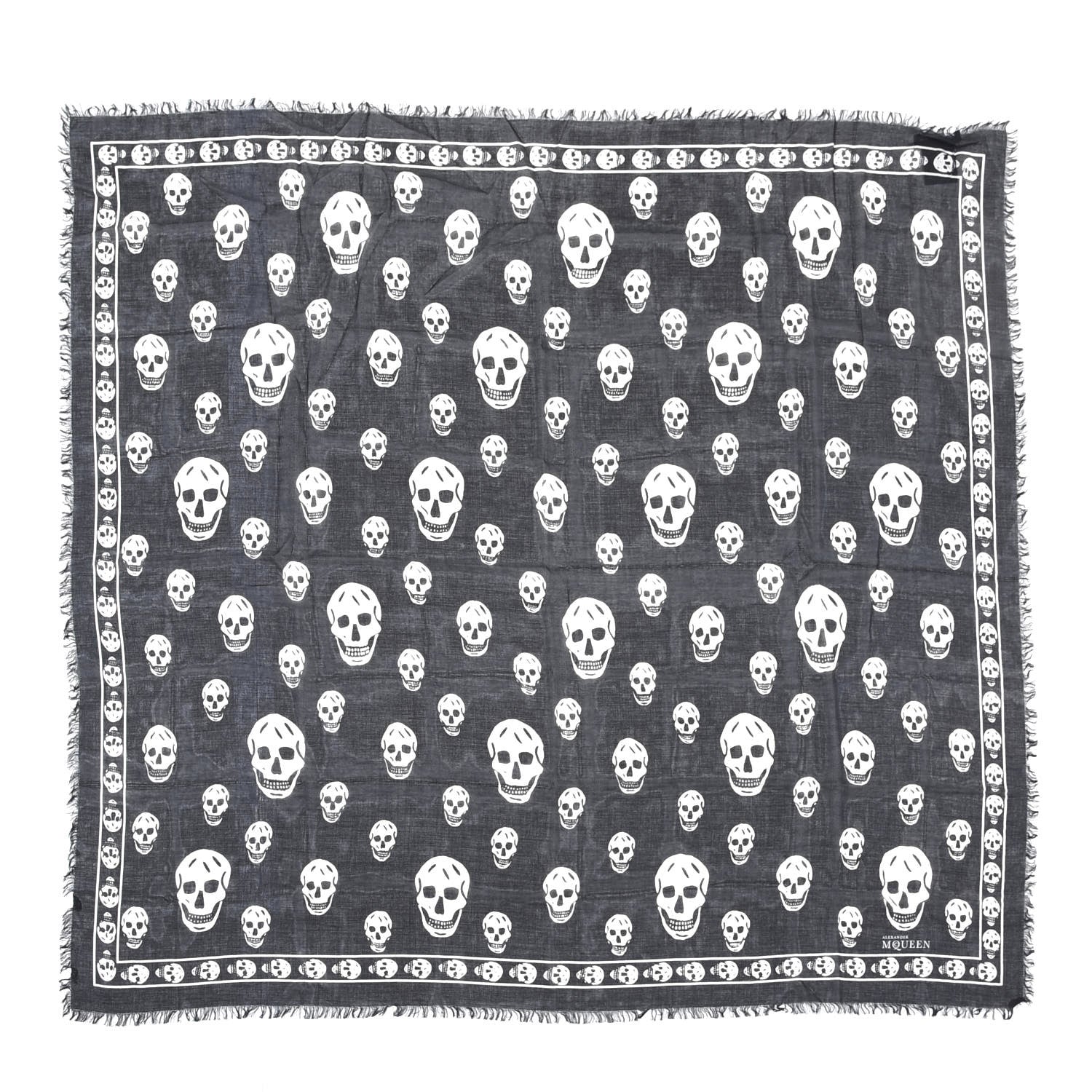 Alexander McQueen Silk Chiffon Skull Scarf Black Ivory 1 of 4