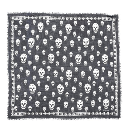 Alexander McQueen Silk Chiffon Skull Scarf Black Ivory 1 of 4