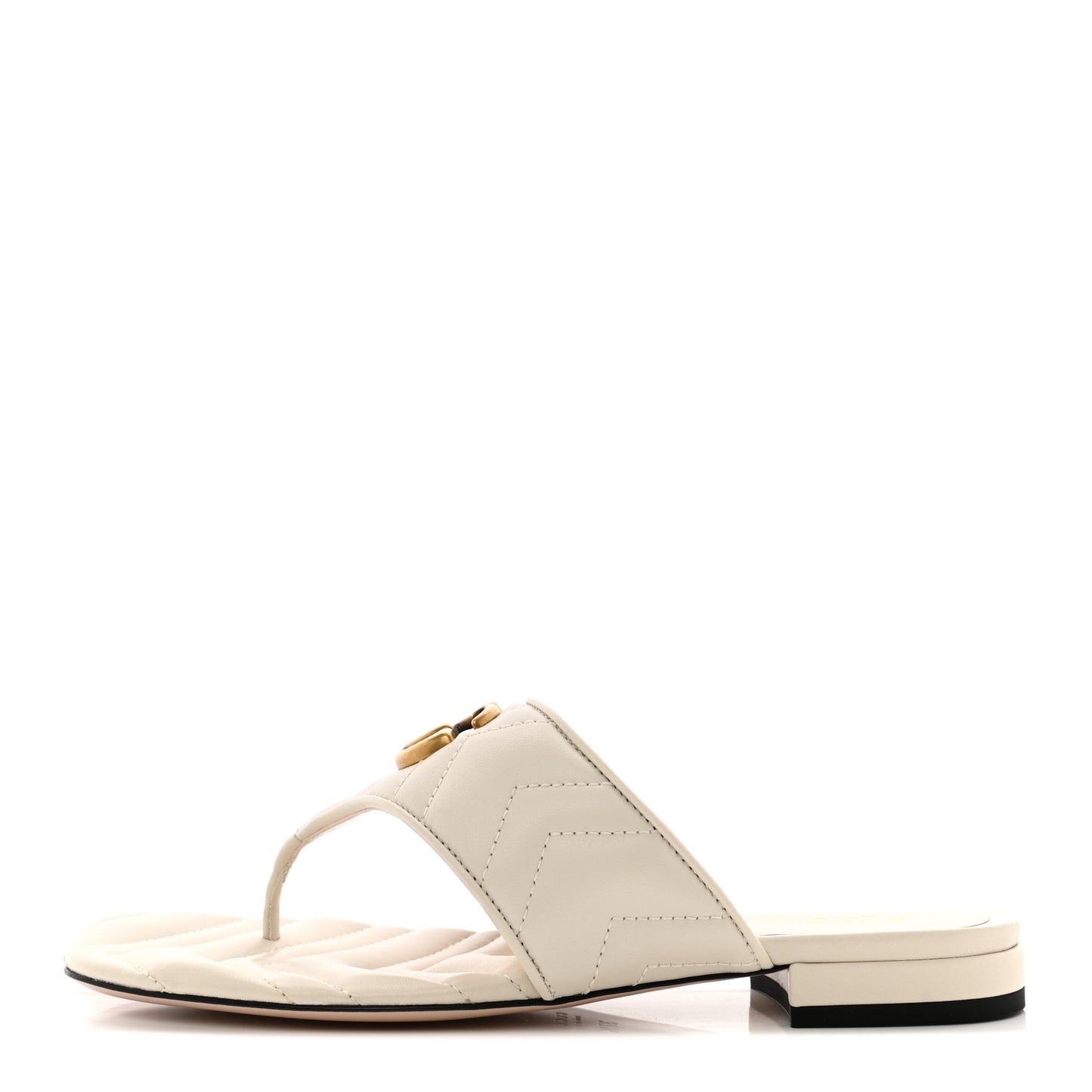 Nappa Charlotte Double G Marmont Thong Sandals 37.5 Mystic White