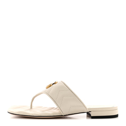 Gucci Nappa Charlotte Double G Marmont Thong Sandals 37.5 Mystic White 1 of 9