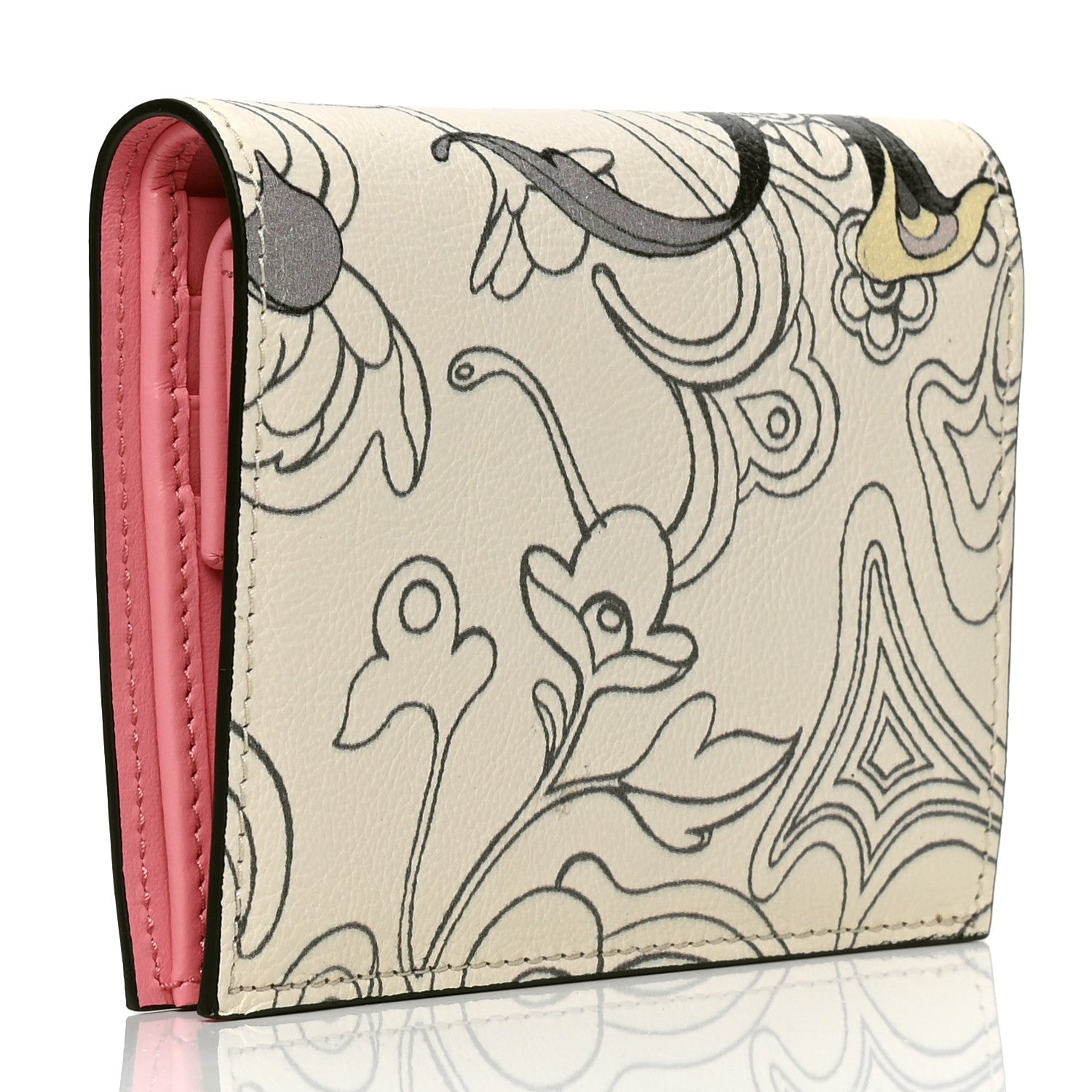 Prada X JAMES JEAN Glace Calfskin Rabbit Print Bi-Fold Wallet Opaline 2 of 7