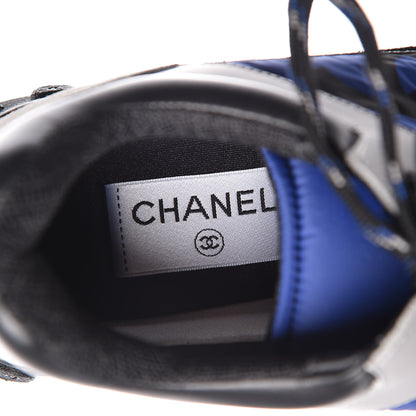 Chanel Nylon Calfskin CC Sneakers 40 Blue Black Grey 7 of 9