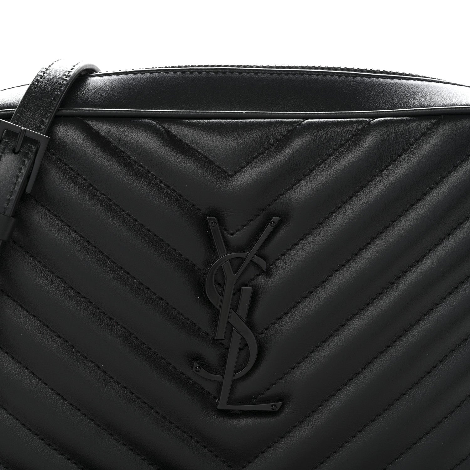 Saint Laurent Calfskin Matelasse Monogram Monochrome Lou Camera Bag Black 8 of 11