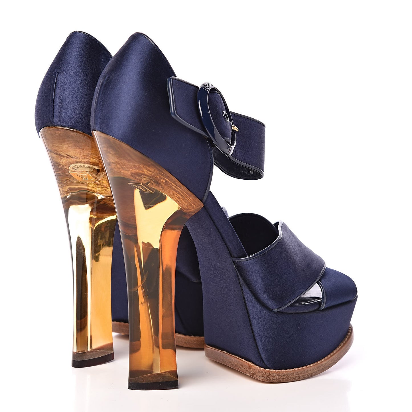 Satin Florida Platform Sandal 38.5 Navy