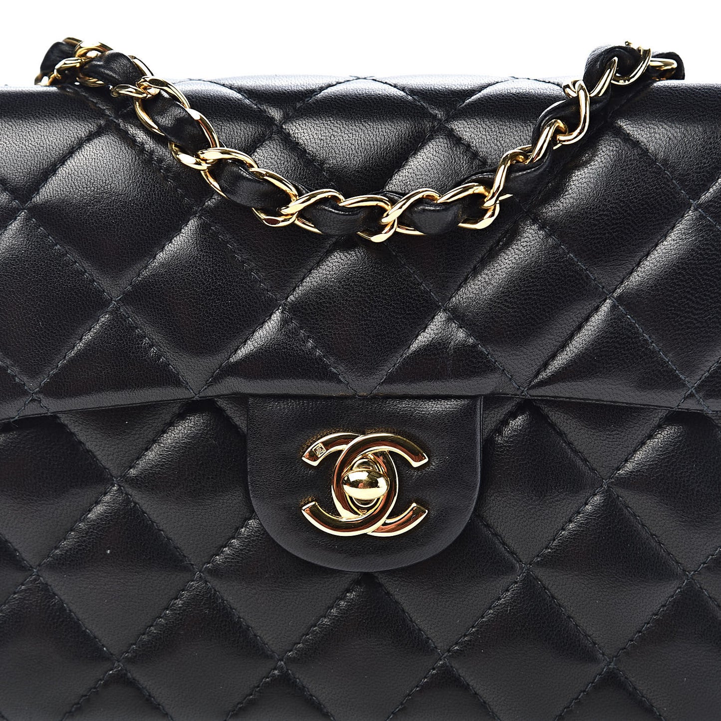 Lambskin Quilted Mini Square Flap Black