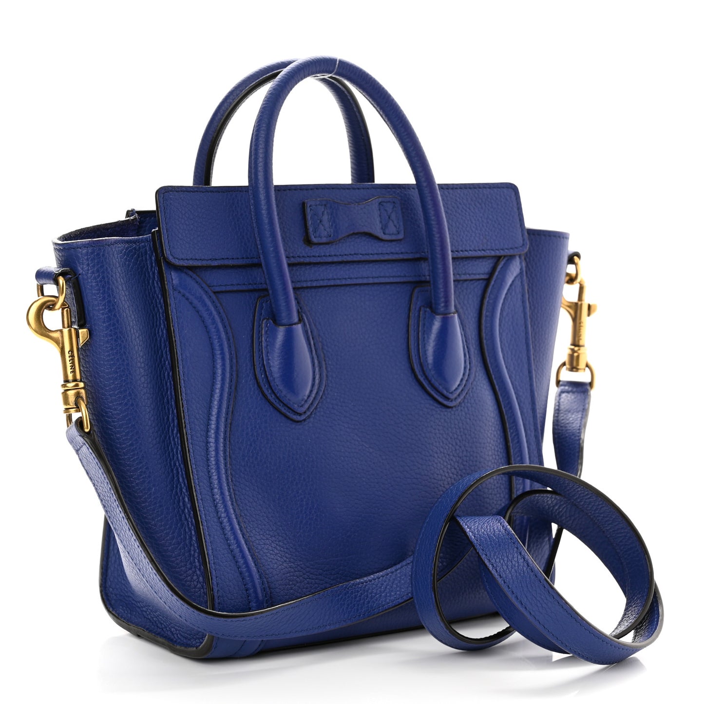 Drummed Calfskin Nano Luggage Indigo