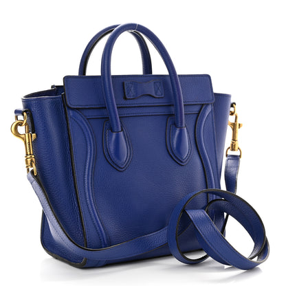 Celine Drummed Calfskin Nano Luggage Indigo 3 of 9