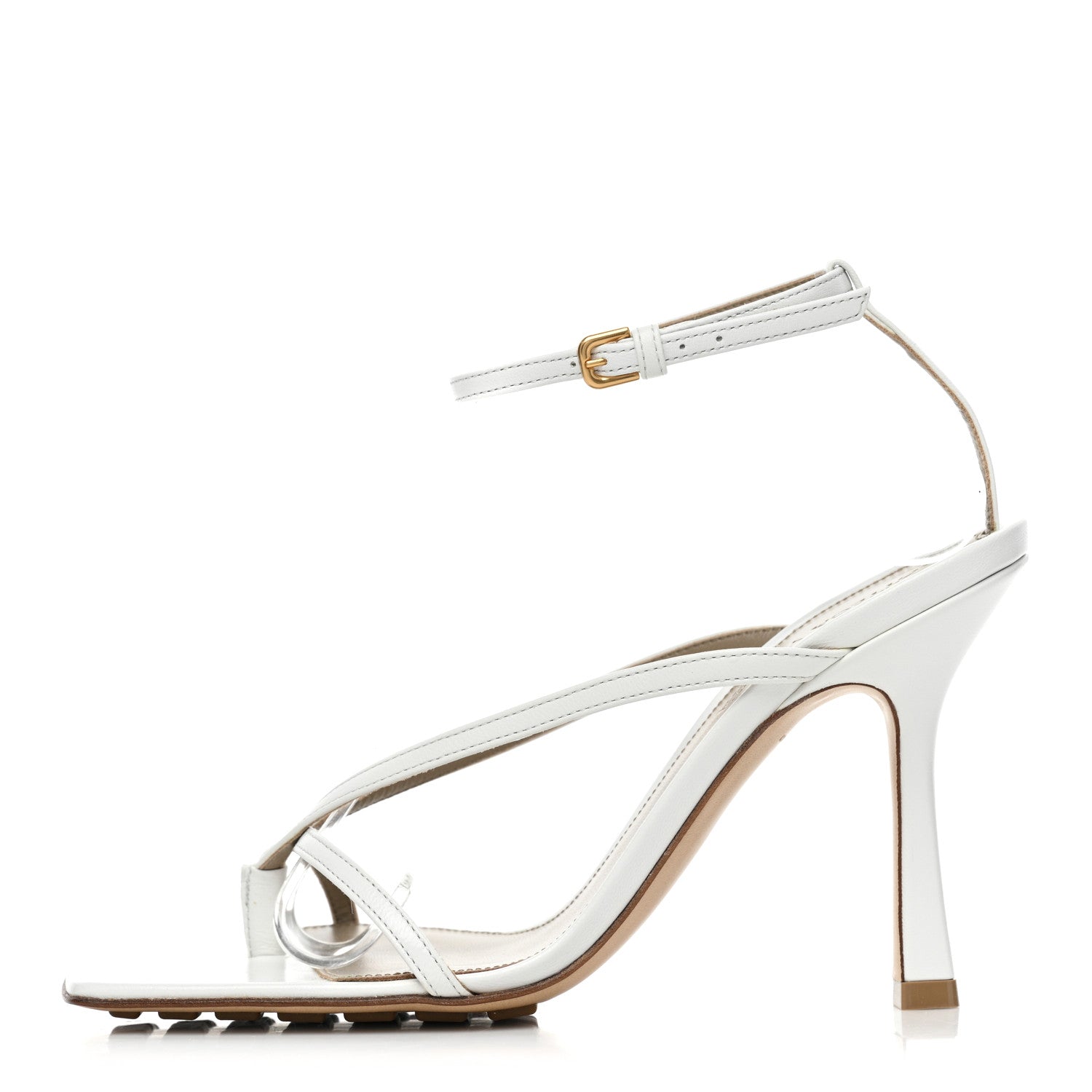 Bottega Veneta Lambskin Stretch Multi Strap 90mm Sandals 36.5 Optic White 1 of 8