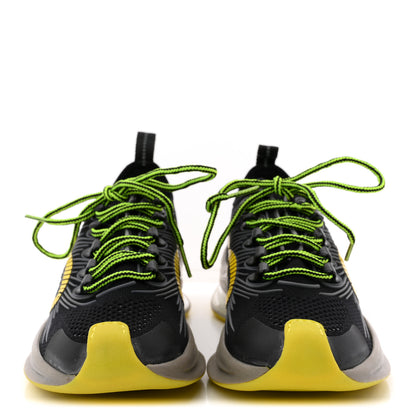 Gucci Technical Knit Fabric Waves Womens Gucci Run Sneakers 35 Black Silver Giallo Neon Yellow 3 of 9