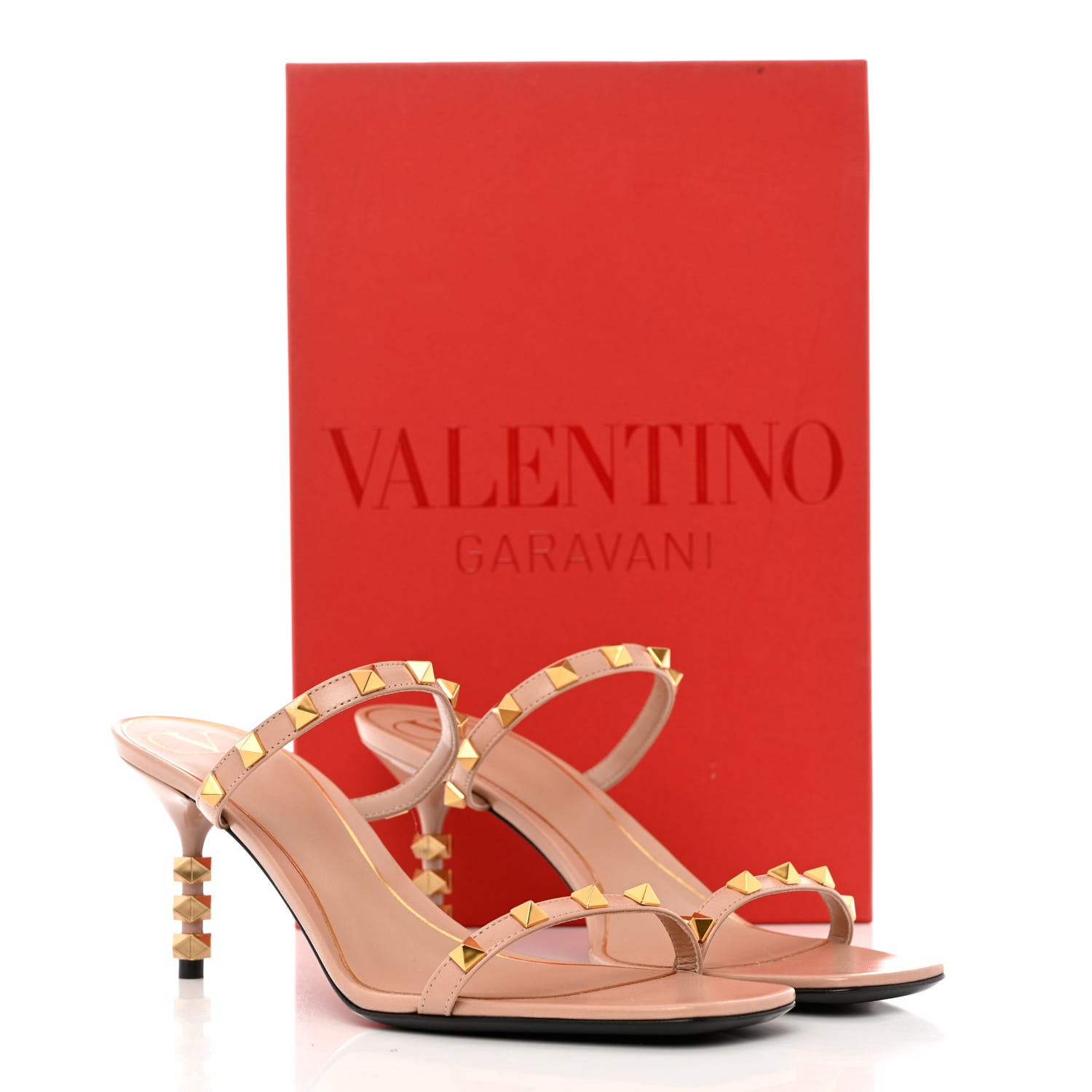 Valentino Garavani Goatskin Rockstud Sculpted Heel 70mm Slide Sandals 39 Rose Cannelle 8 of 8