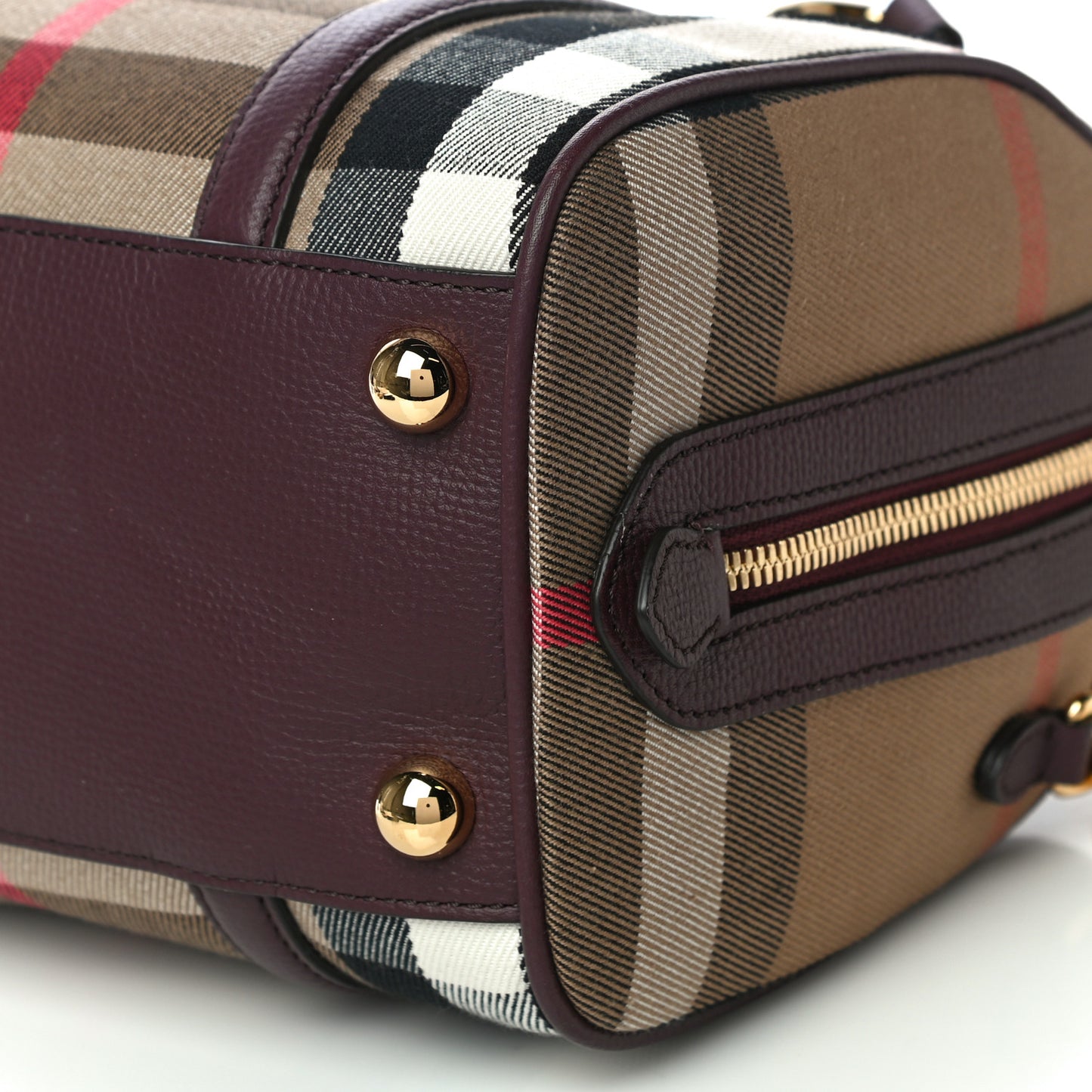 House Check Derby Calfskin Small Alchester Bowling Bag Mahogany Red