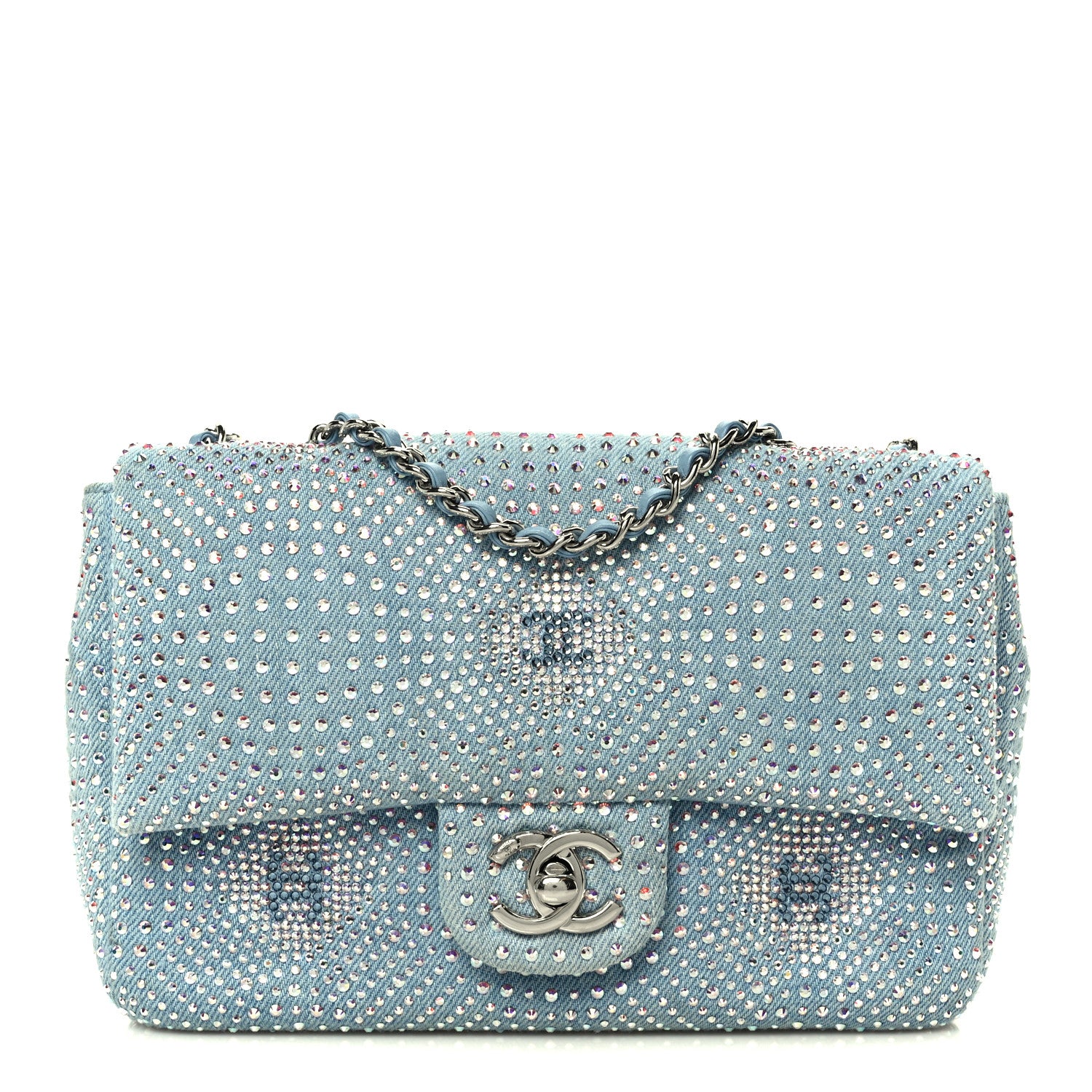 Chanel Denim Strass Evening Flap Bag Blue 1 of 11
