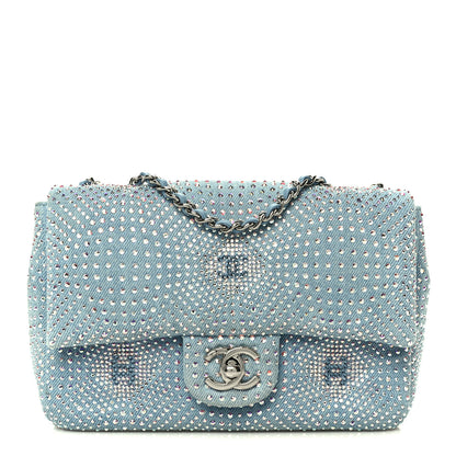 Chanel Denim Strass Evening Flap Bag Blue 1 of 11