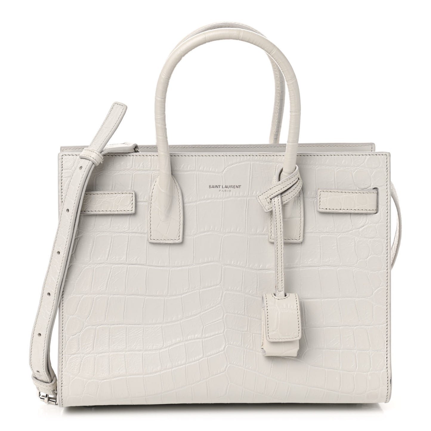 Calfskin Crocodile Embossed Baby Sac De Jour Gris Perle
