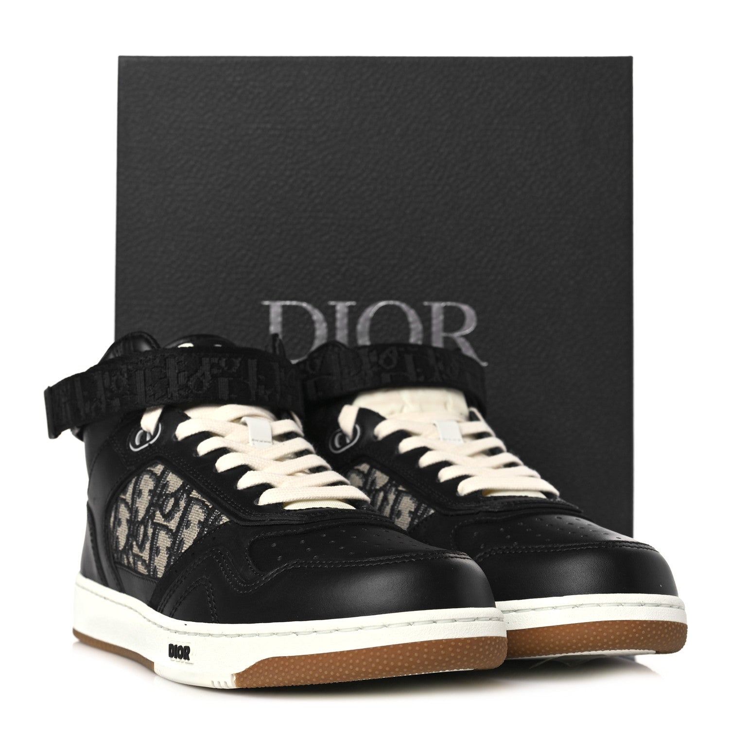 Christian Dior Smooth Calfskin Jacquard Oblique Mens B27 Mid Top Sneakers 41 Black Blue 9 of 9