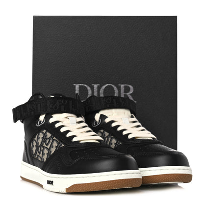 Christian Dior Smooth Calfskin Jacquard Oblique Mens B27 Mid Top Sneakers 41 Black Blue 9 of 9