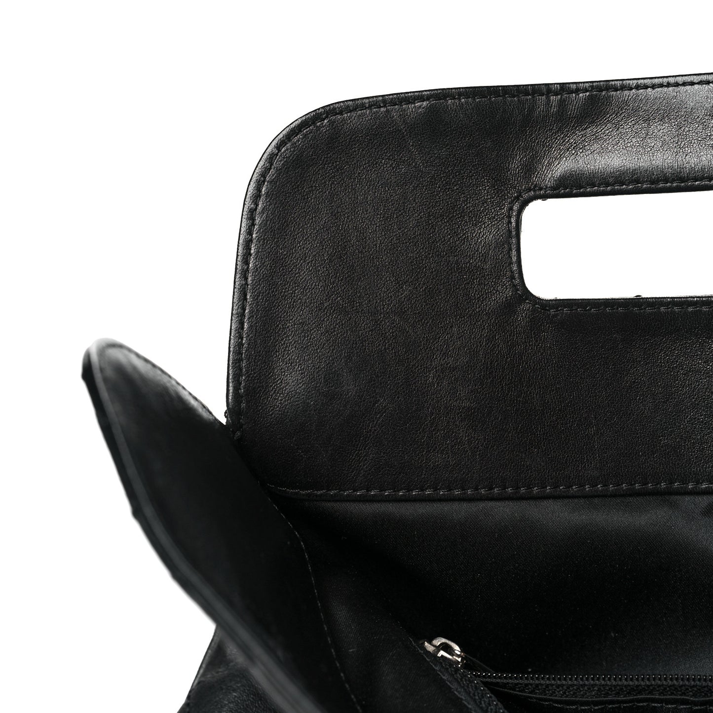 Calfskin Stitched CC Flap Clutch Black