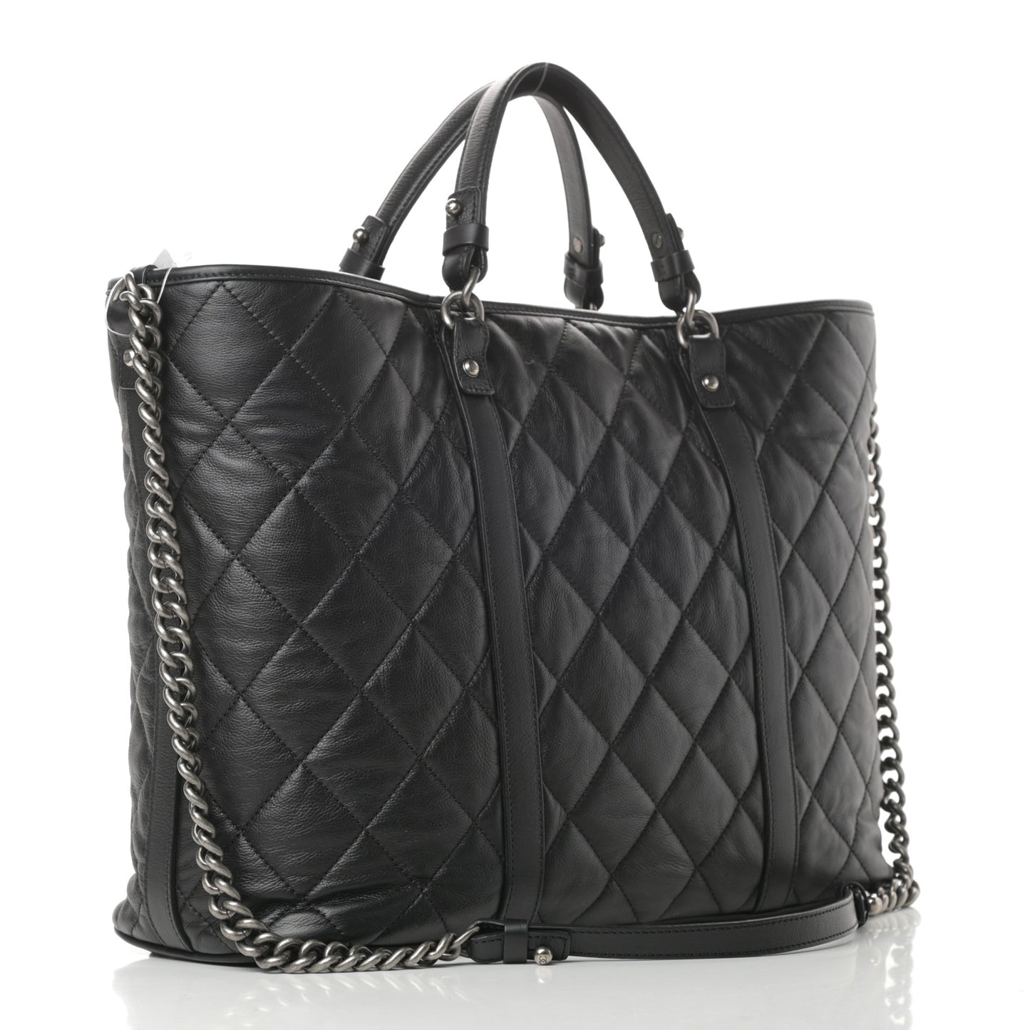 Calfskin Quilted Casual Riviera Tote Black