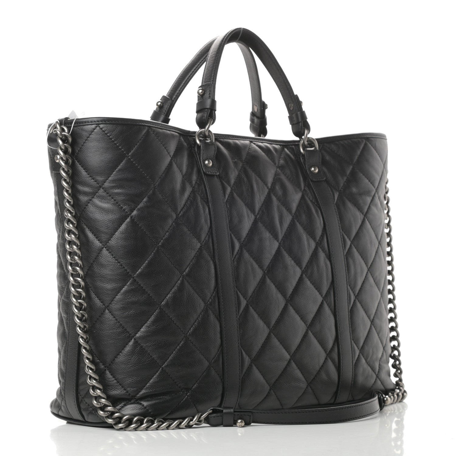 Chanel Calfskin Quilted Casual Riviera Tote Black 3 of 12