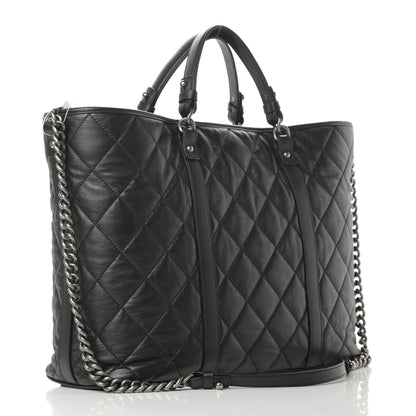 Chanel Calfskin Quilted Casual Riviera Tote Black 3 of 12