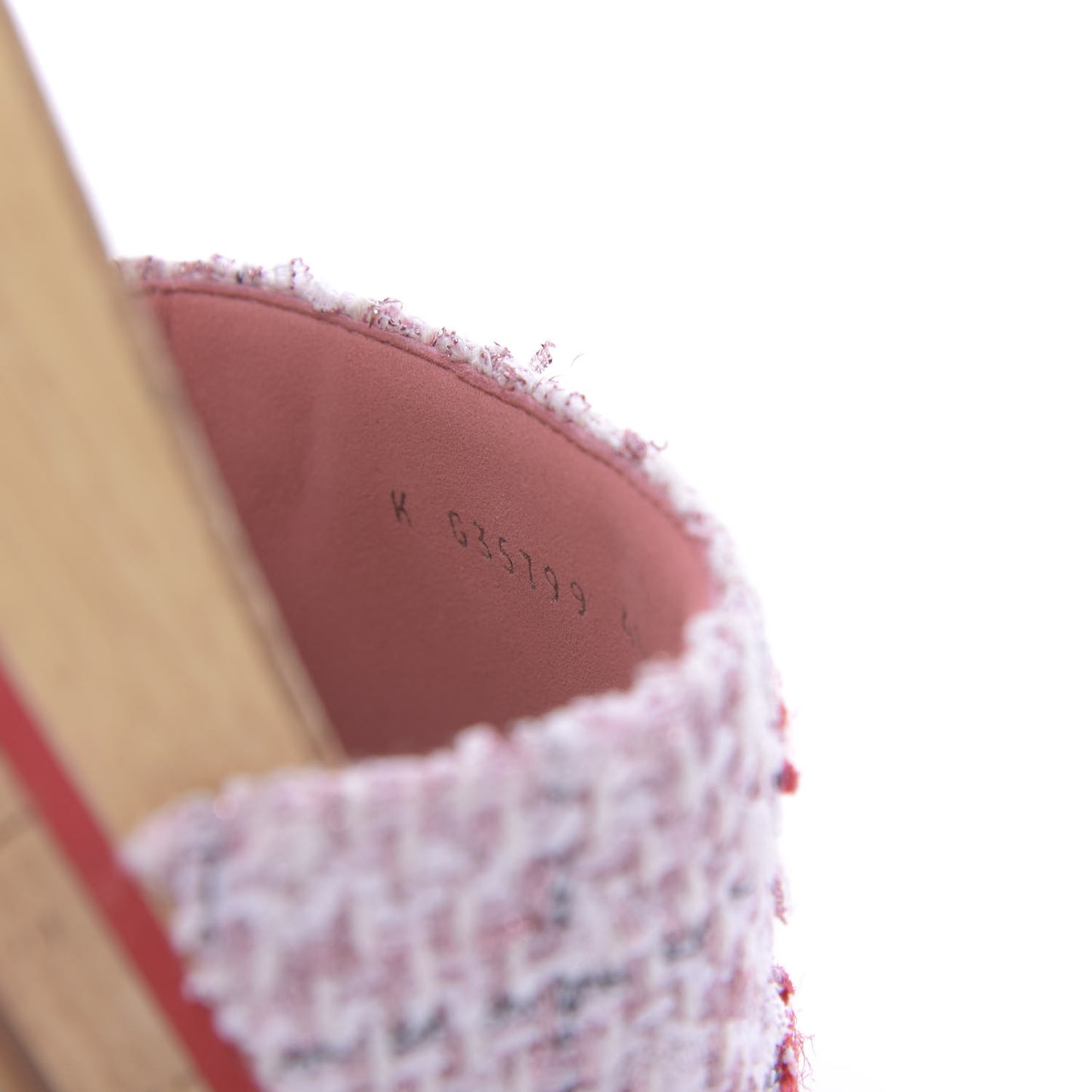 Tweed Cork Mule Sandal 40 Pink Red