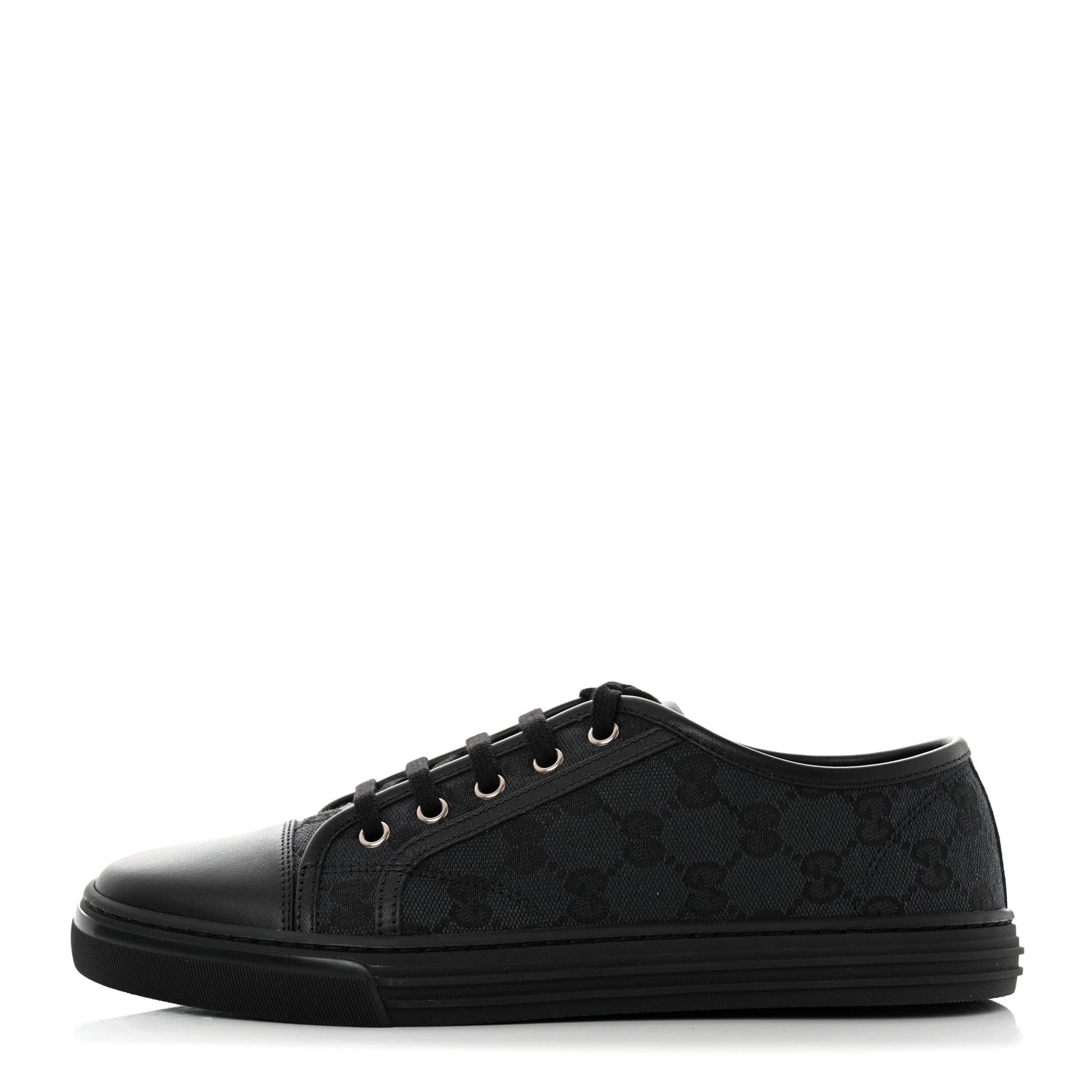 Gucci GG Monogram Calfskin Womens Low Top Sneakers 39 Piombo Black 1 of 9