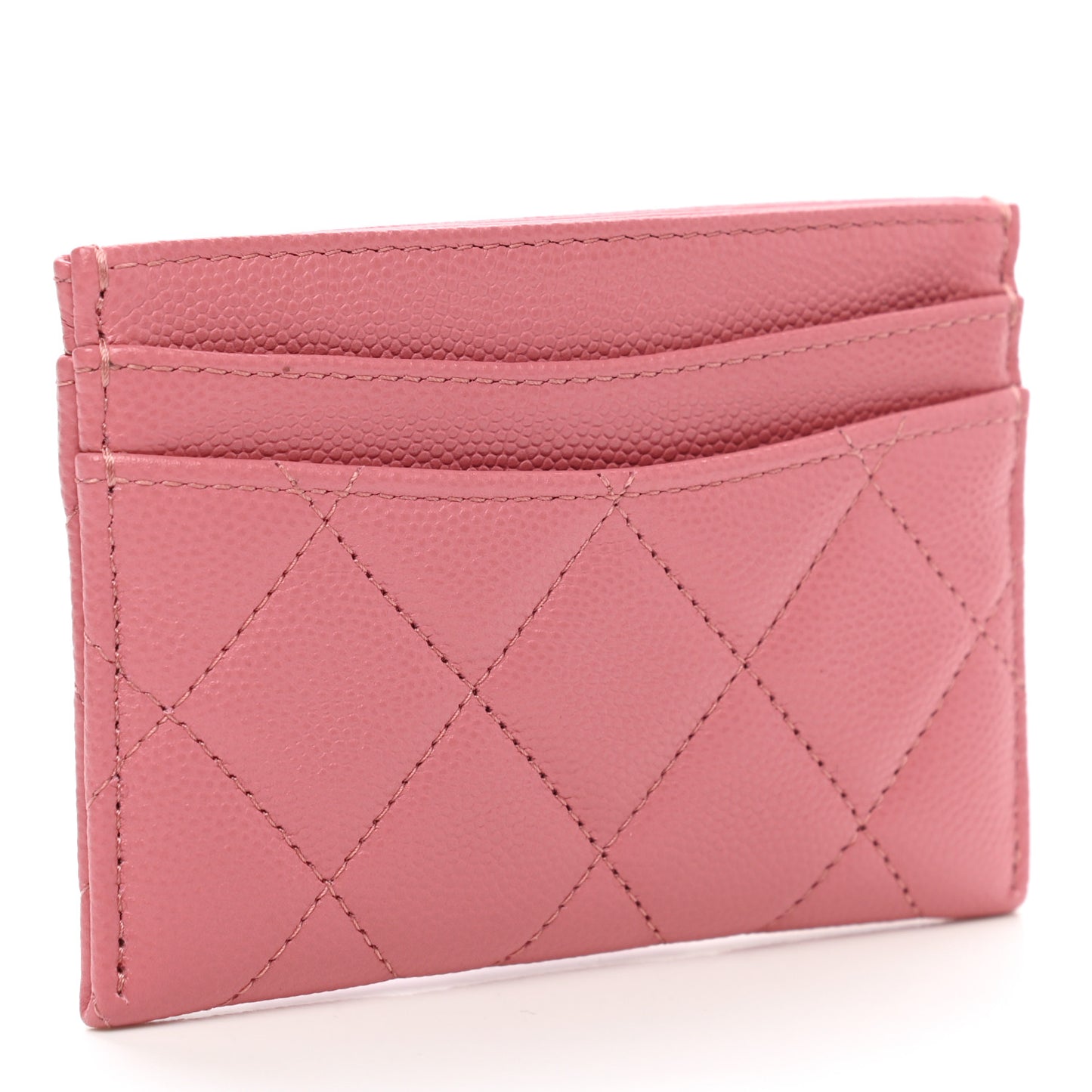 Caviar Quilted Card Holder Dark Pink