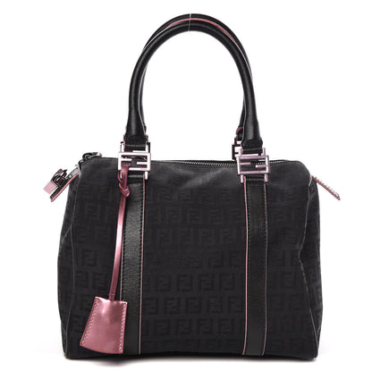 Fendi Zucchino Vitello Elite Enamel Small Forever Boston Black Rosa 1 of 12