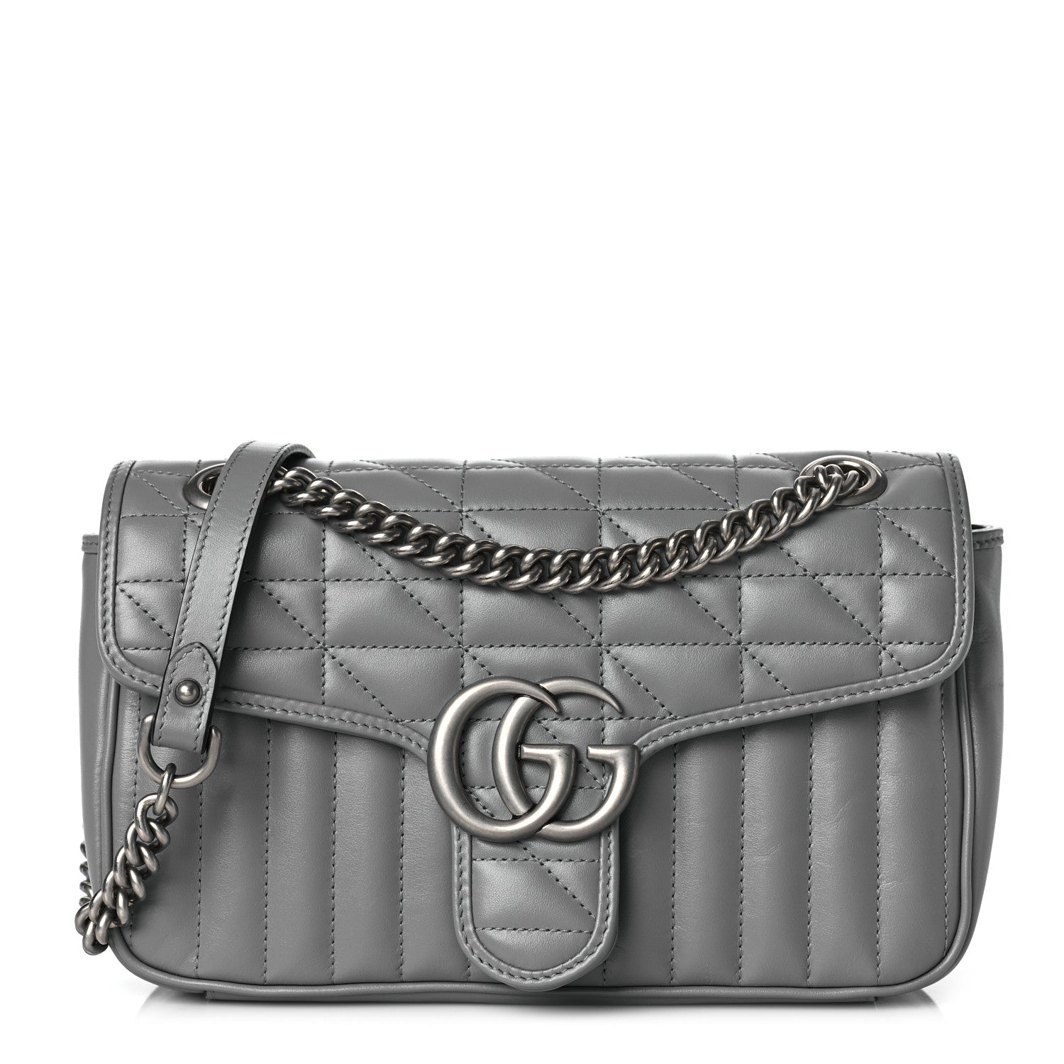 Gucci Calfskin Matelasse Aria Small GG Marmont Shoulder Bag Deep Grey 1 of 10