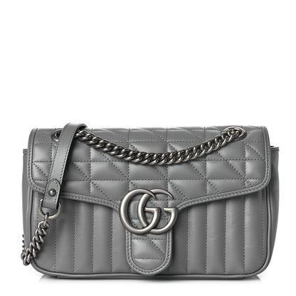 Gucci Calfskin Matelasse Aria Small GG Marmont Shoulder Bag Deep Grey 1 of 10