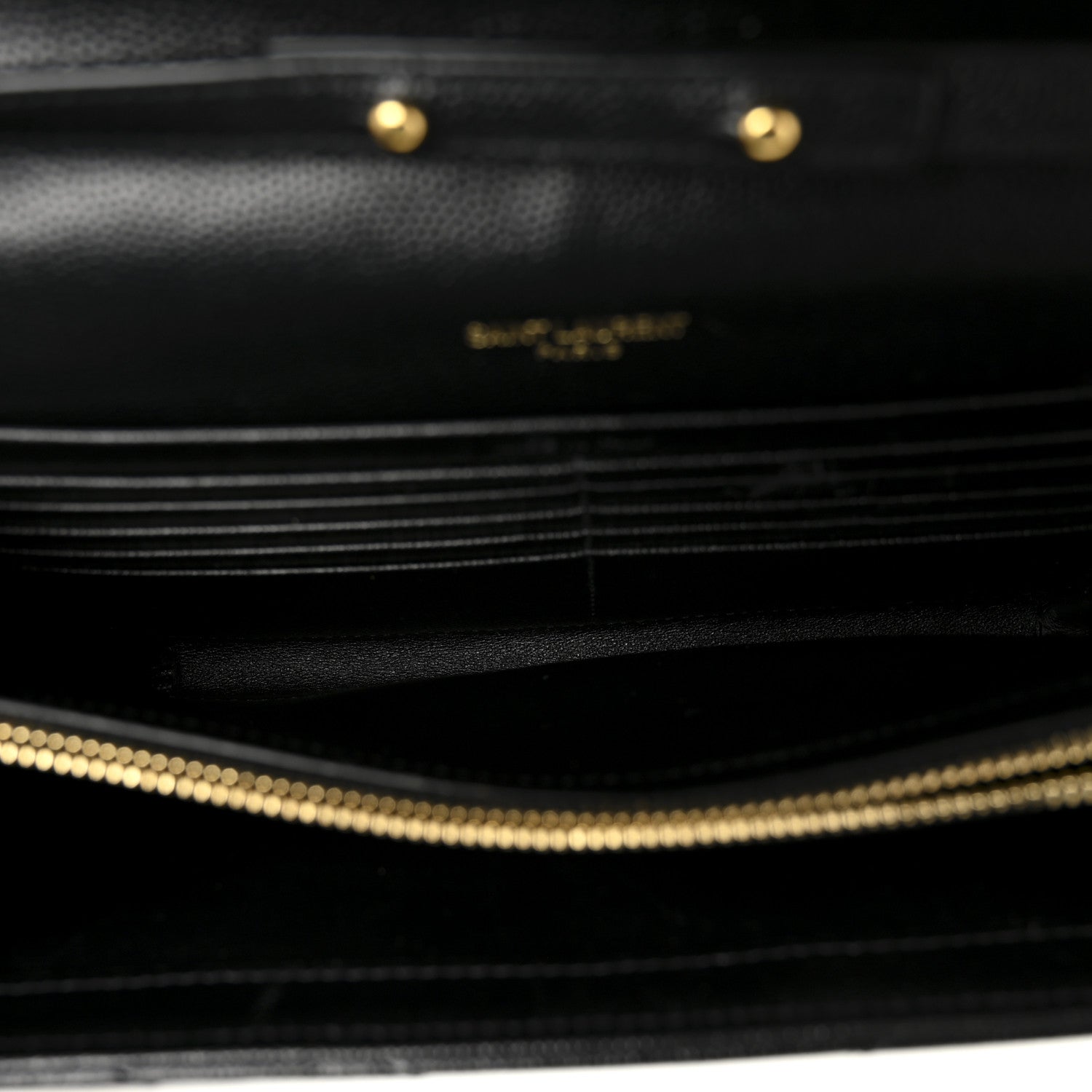 Saint Laurent Grain De Poudre Matelasse Chevron Monogram Chain Wallet Black 5 of 10