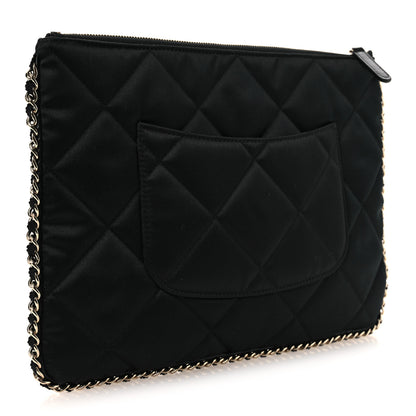 Chanel Satin Quilted Chain Around Medium Cosmetic Case Black 3 of 12