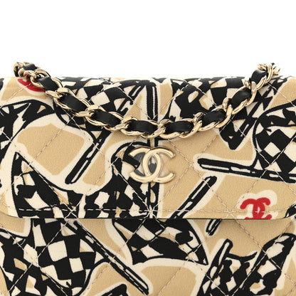 Chanel Canvas Check Flag Printed CC Clutch With Chain Beige Multicolor 8 of 13