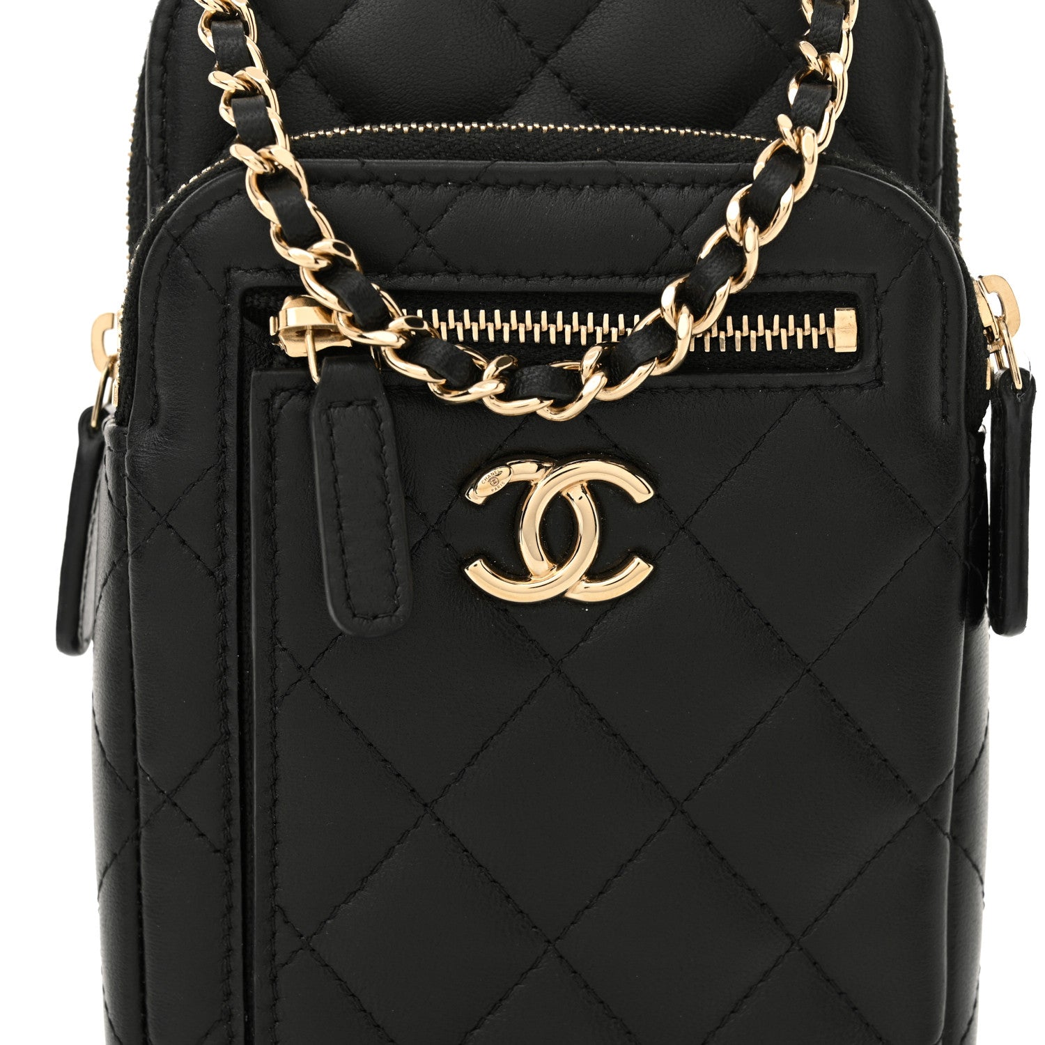 Chanel Lambskin Quilted CC Phone Holder Black 7 of 11