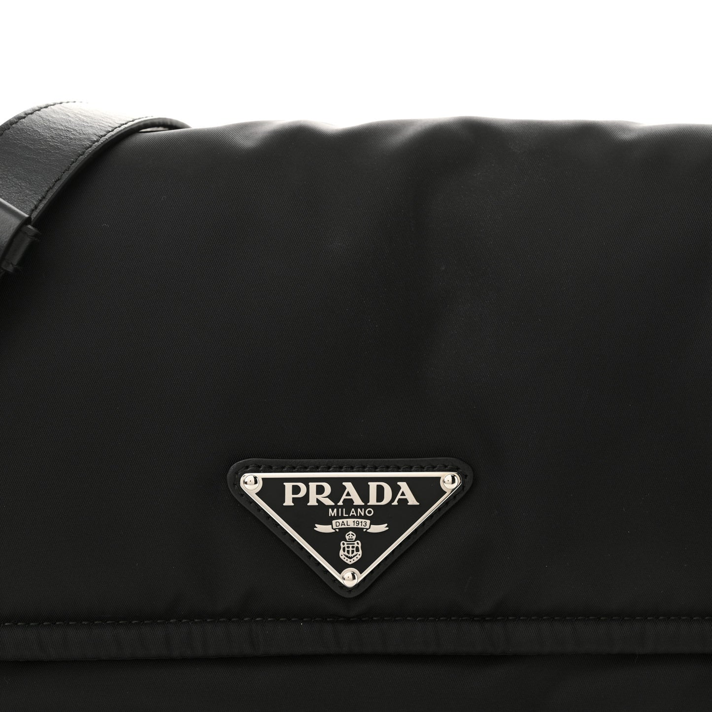 Re-Nylon Vitello Padded Large Flap Shoulder Bag Black