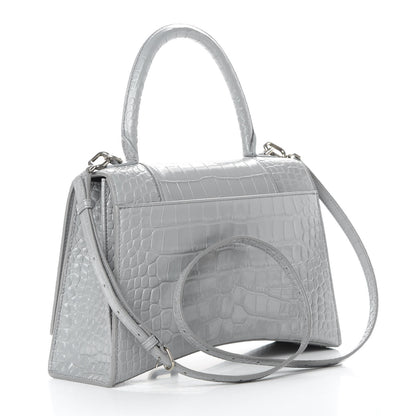 Balenciaga Shiny Calfskin Crocodile Embossed Medium Hourglass Top Handle Bag Balenciaga Grey 4 of 15