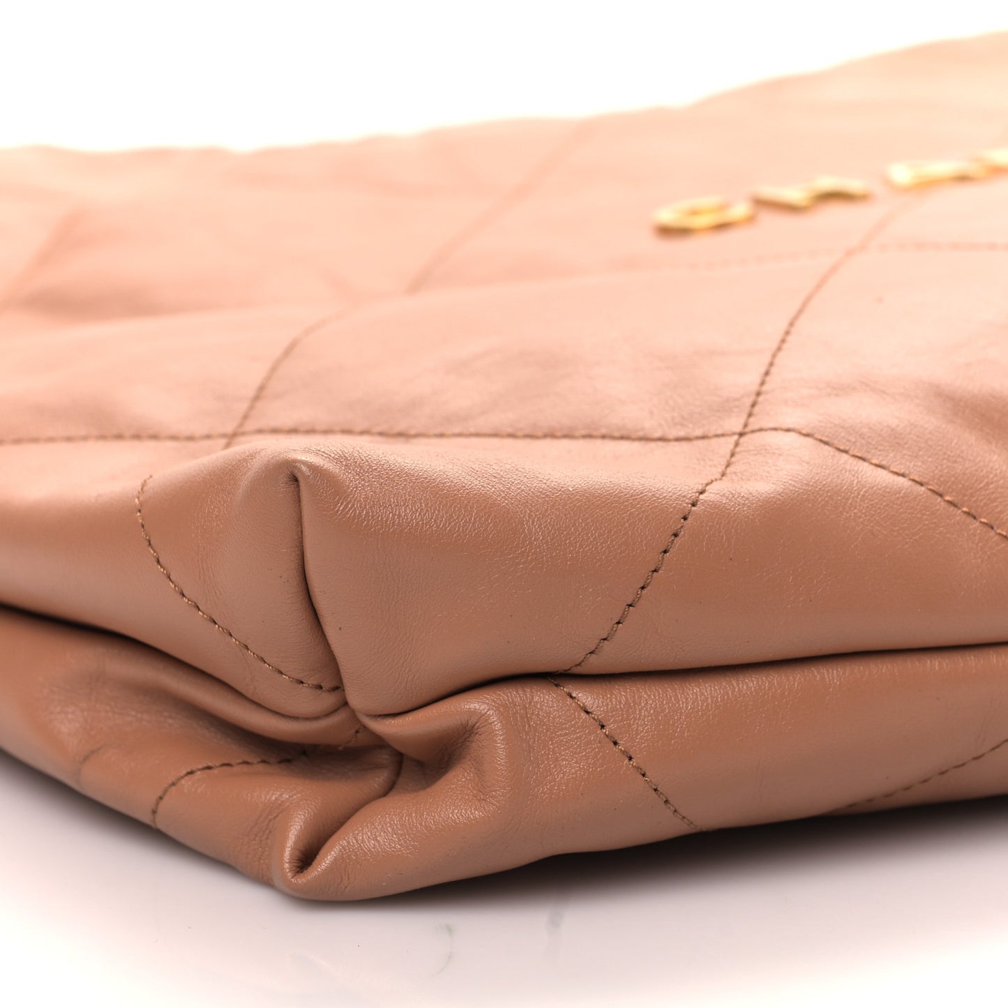 Shiny Calfskin Quilted Chanel 22 Camel