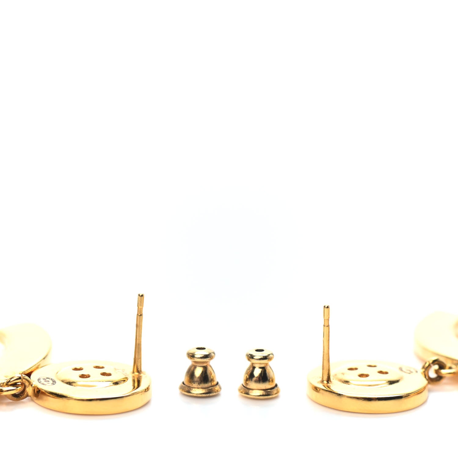 Chanel Metal Large Paris Button Earrings Gold 3 of 4
