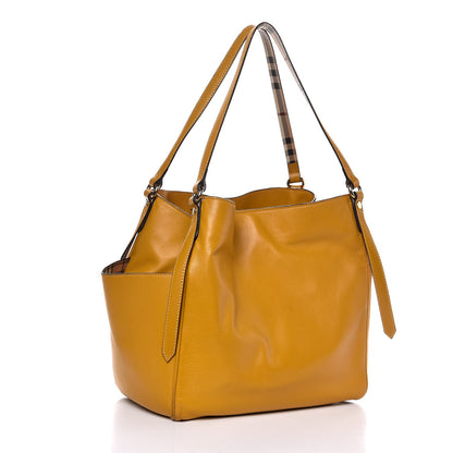 Burberry Calfskin Haymarket Check Small Canterbury Tote Yellow 3 of 12