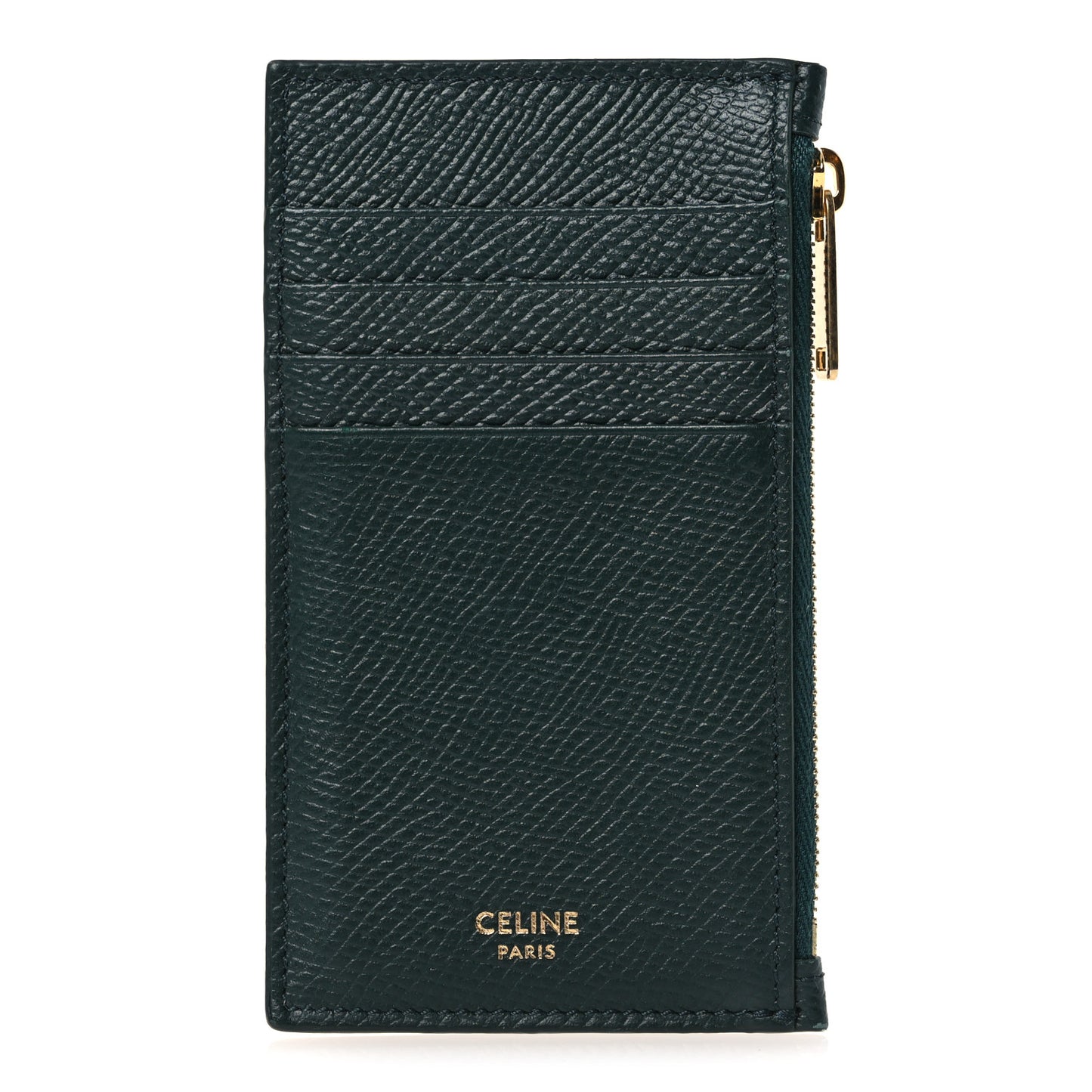 Grained Calfskin Zipped Card Holder Amazone
