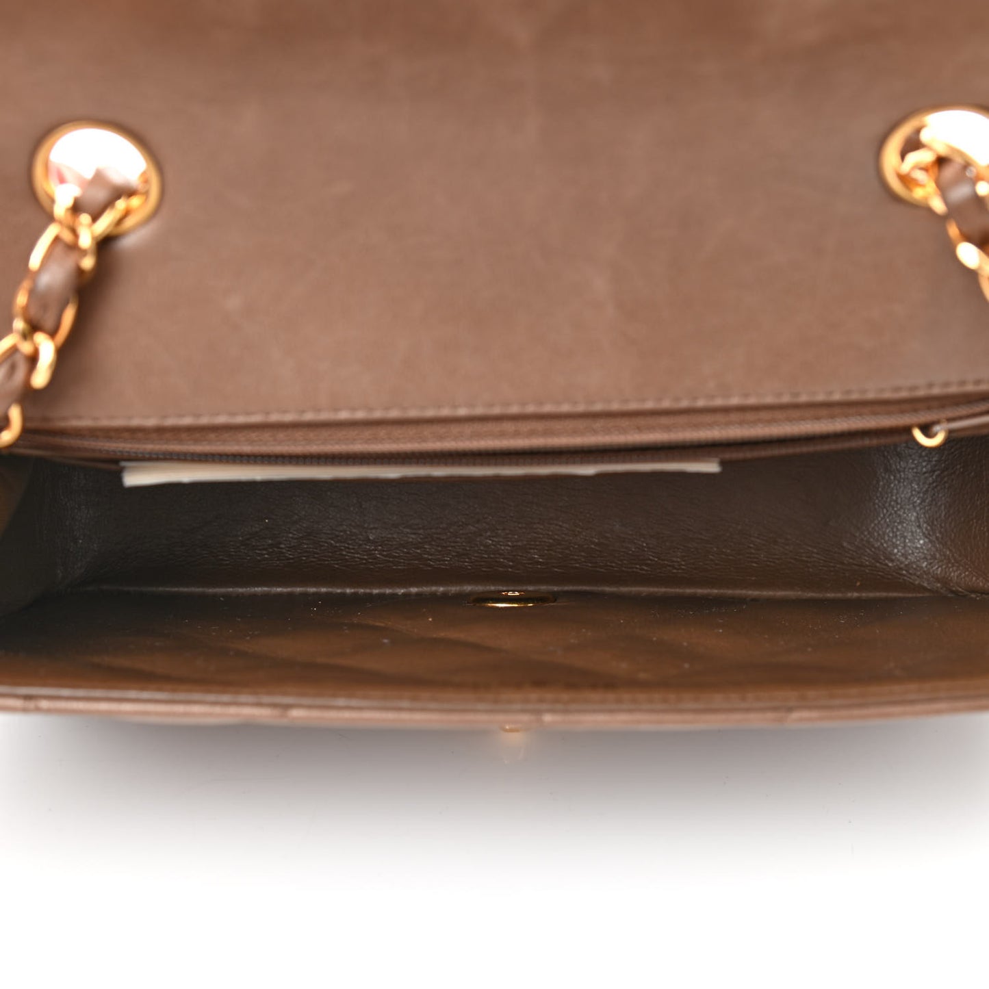 Lambskin Quilted Small Single Flap Brown