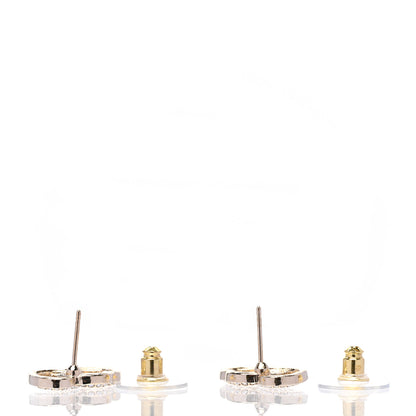 Chanel Crystal Metal CC Double Heart Earrings Gold 3 of 4