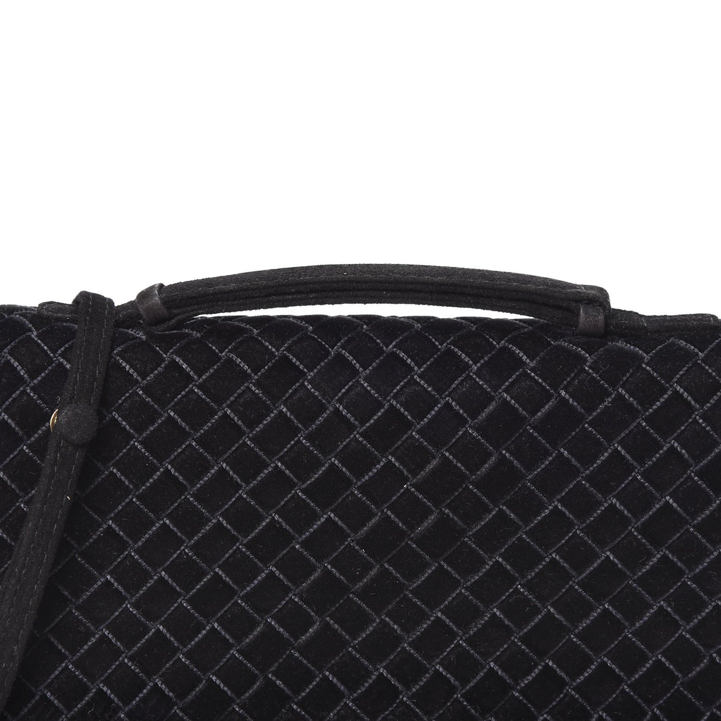 Velvet Intrecciato Top Handle Crossbody Black