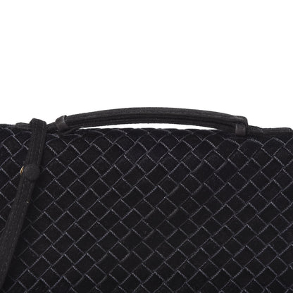 Bottega Veneta Velvet Intrecciato Top Handle Crossbody Black 9 of 9