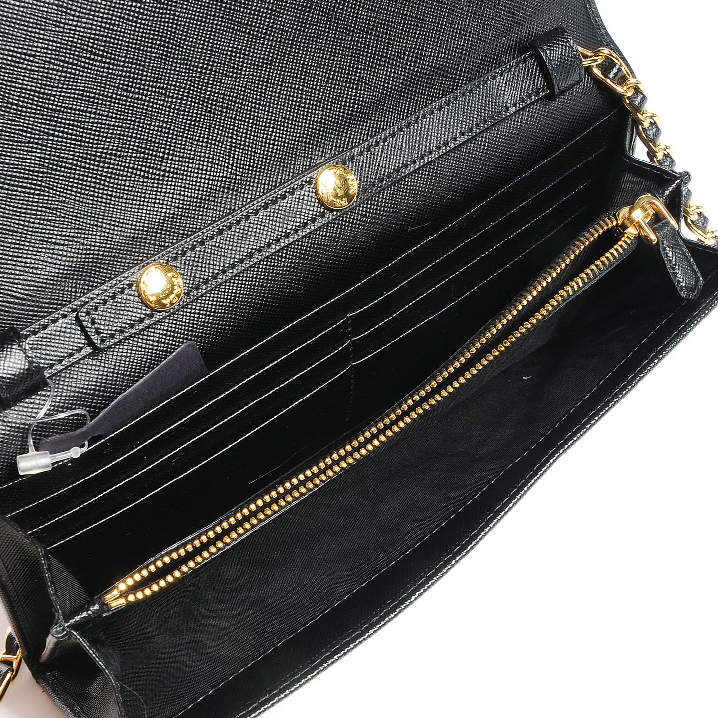 Saffiano Metal Oro Chain Wallet Nero Black