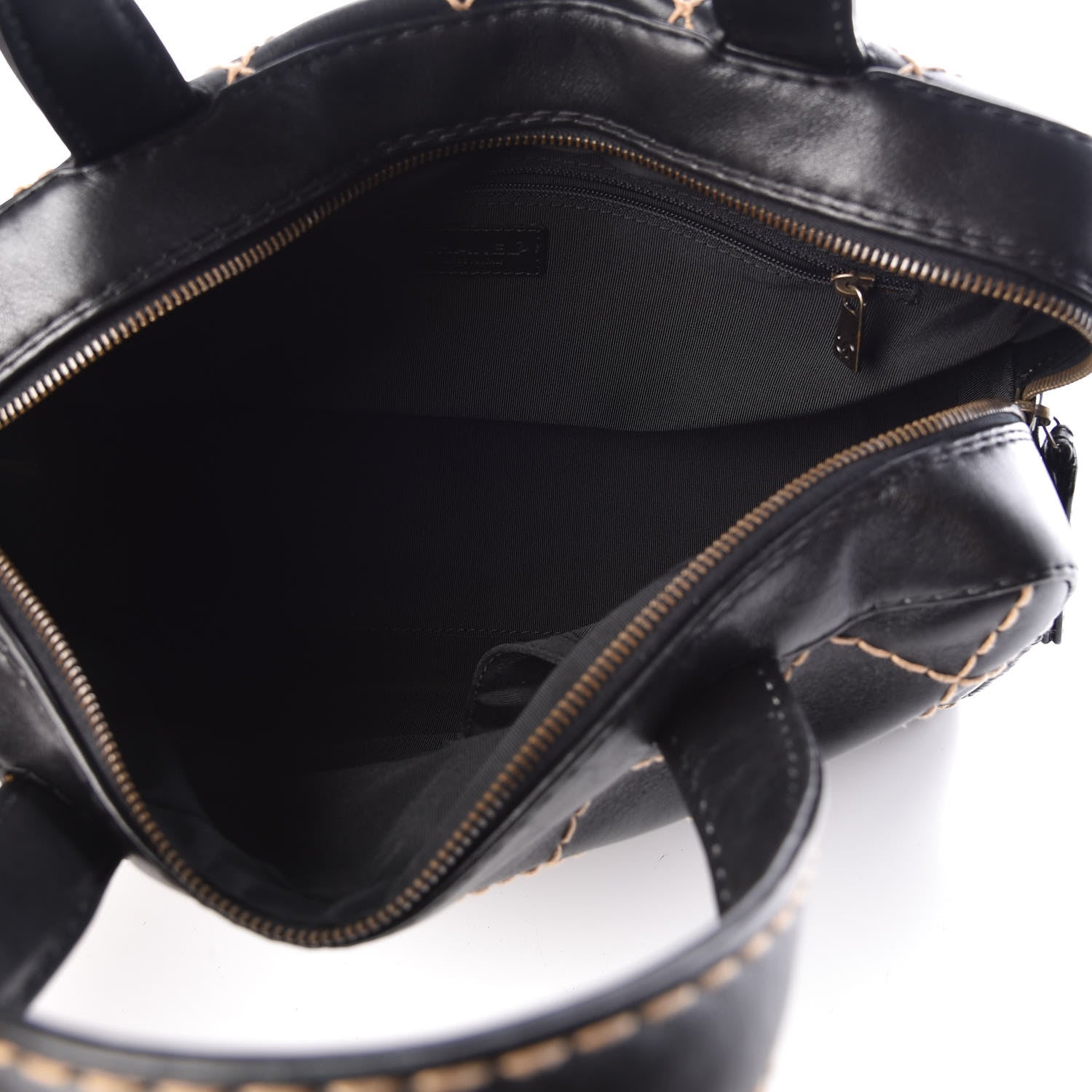 Chanel Calfskin Wild Stitch Top Handle Bag Black 5 of 9