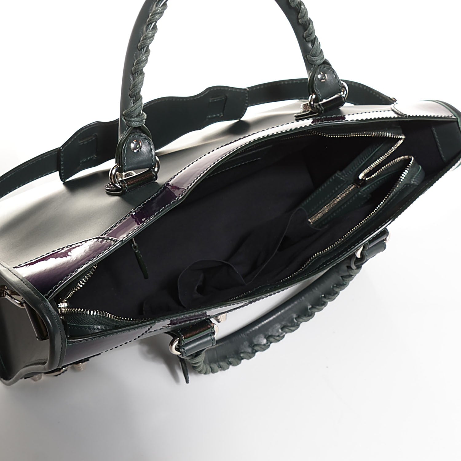 Balenciaga Smooth Calfskin Metallic Patent Giant 12 Silver Hardware City Vert Poker Fonce 5 of 14
