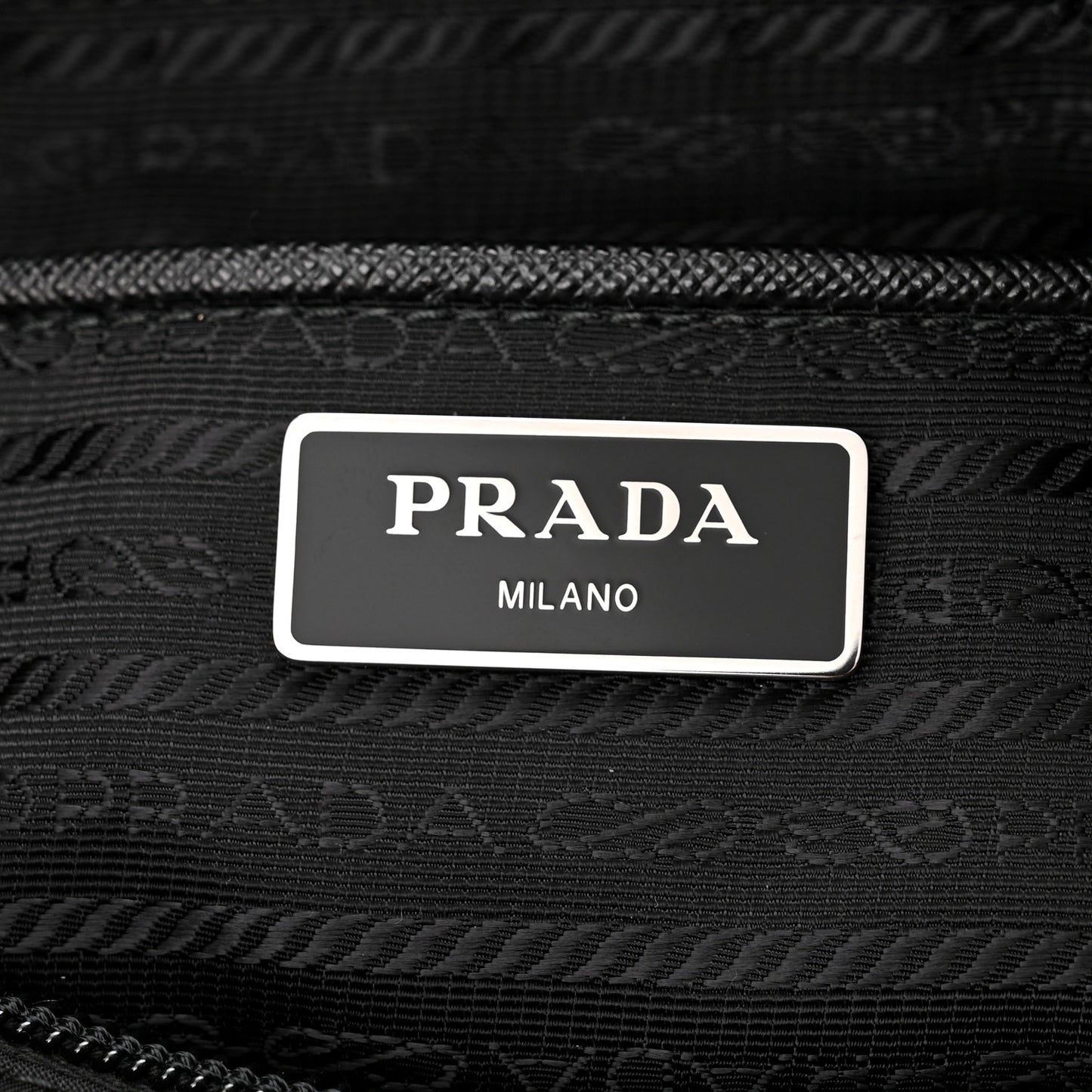 Re-Nylon Vela Saffiano Pocket Double Buckle Messenger Shoulder Bag Black