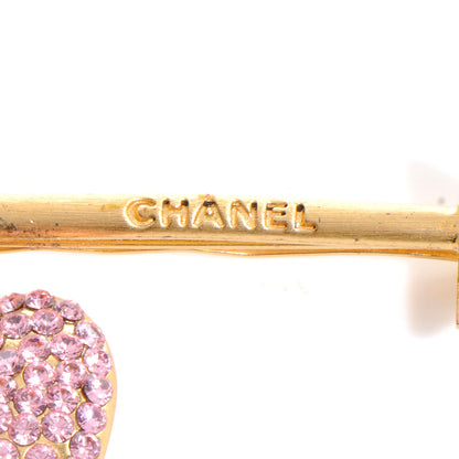 Chanel Crystal CC Heart Hair Pin Clip Barrette Gold 3 of 5