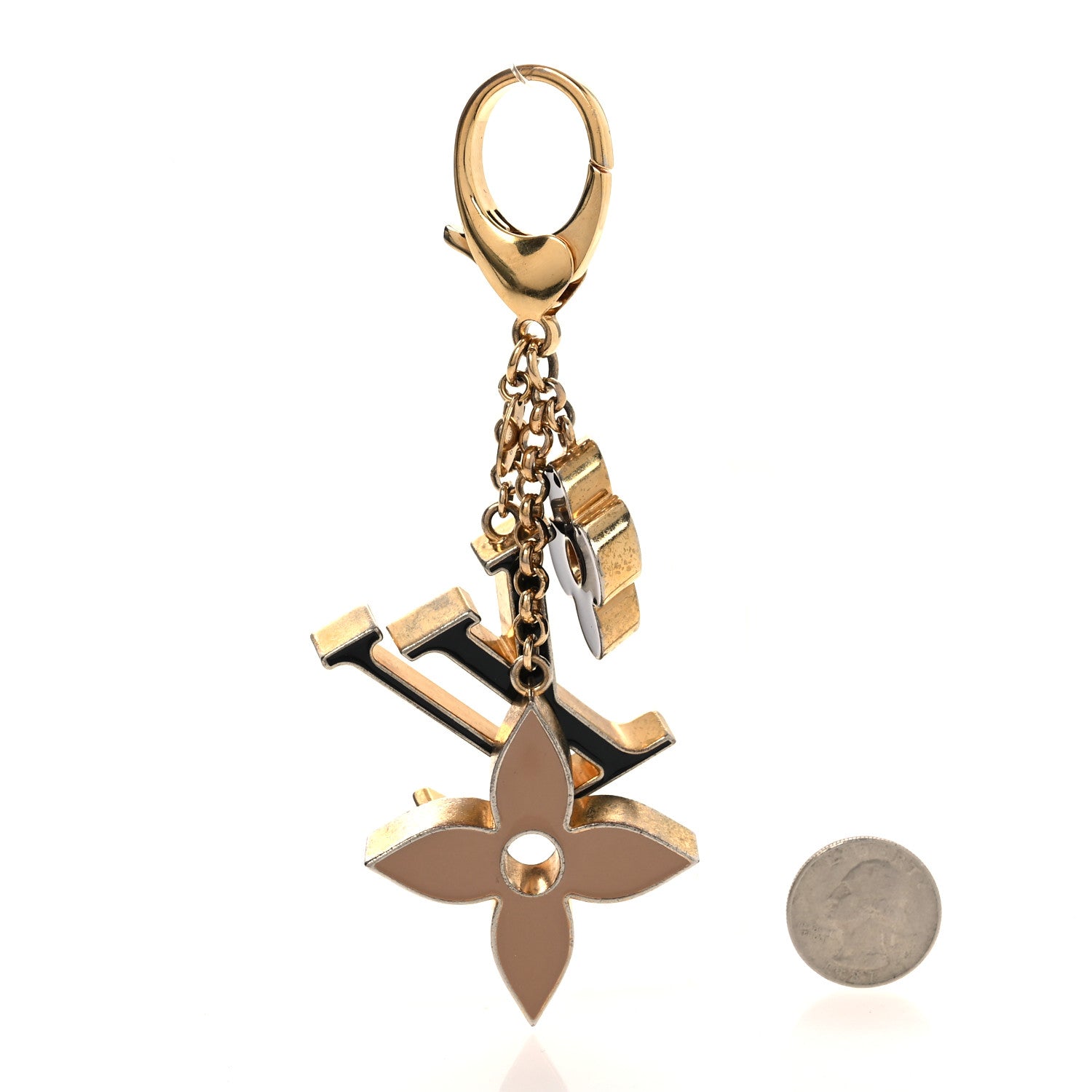 Louis Vuitton Metal Enamel Fleur De Monogram Bag Charm Dore 2 of 5